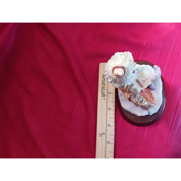 Leonardo Vtg Clown Figurine With A Breakfast Plate On Wooden Base - Picture 5 of 9